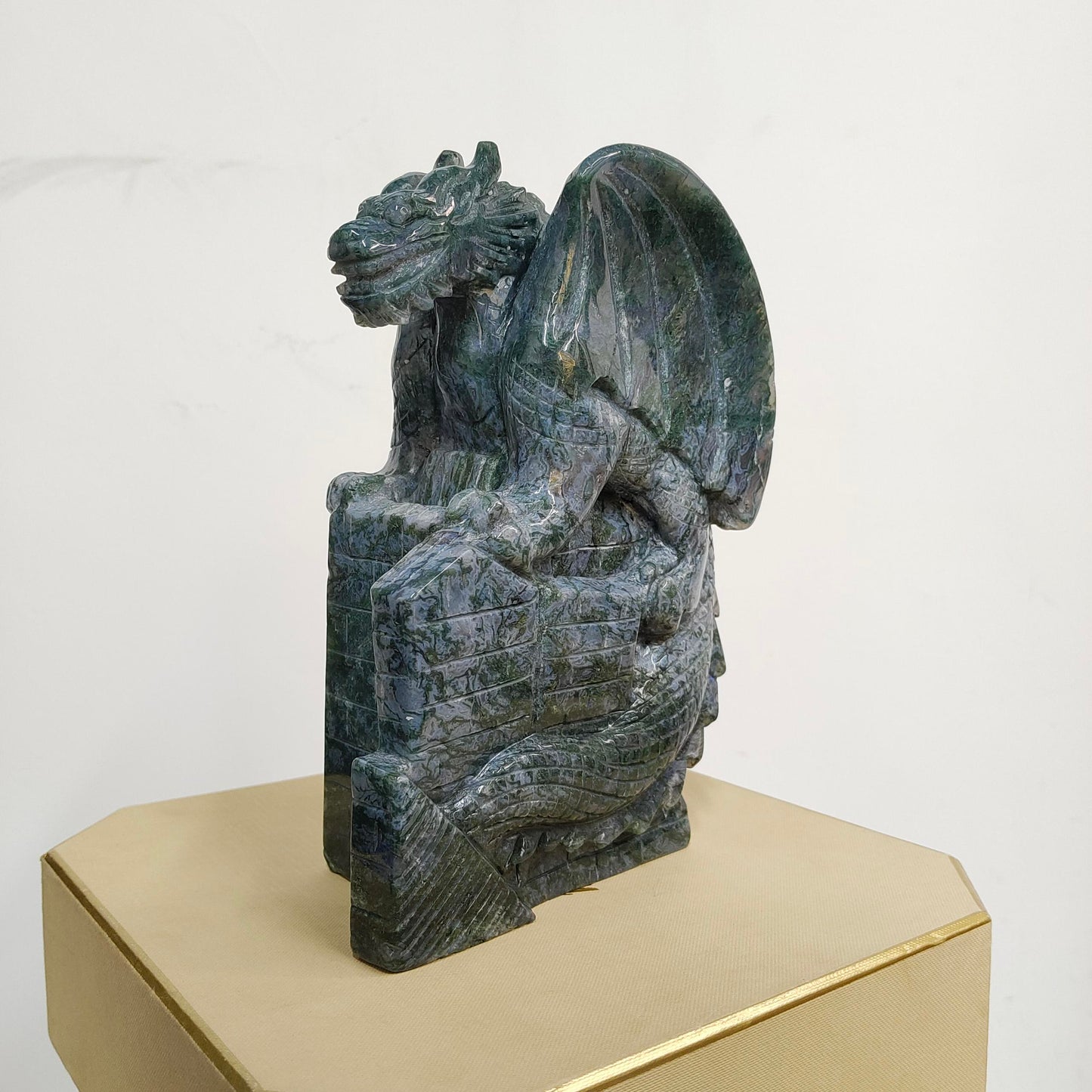 Moss Agate Castle Dragon