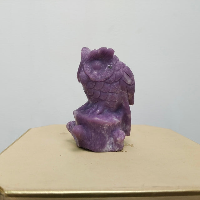 Lepidolite Owl Carving