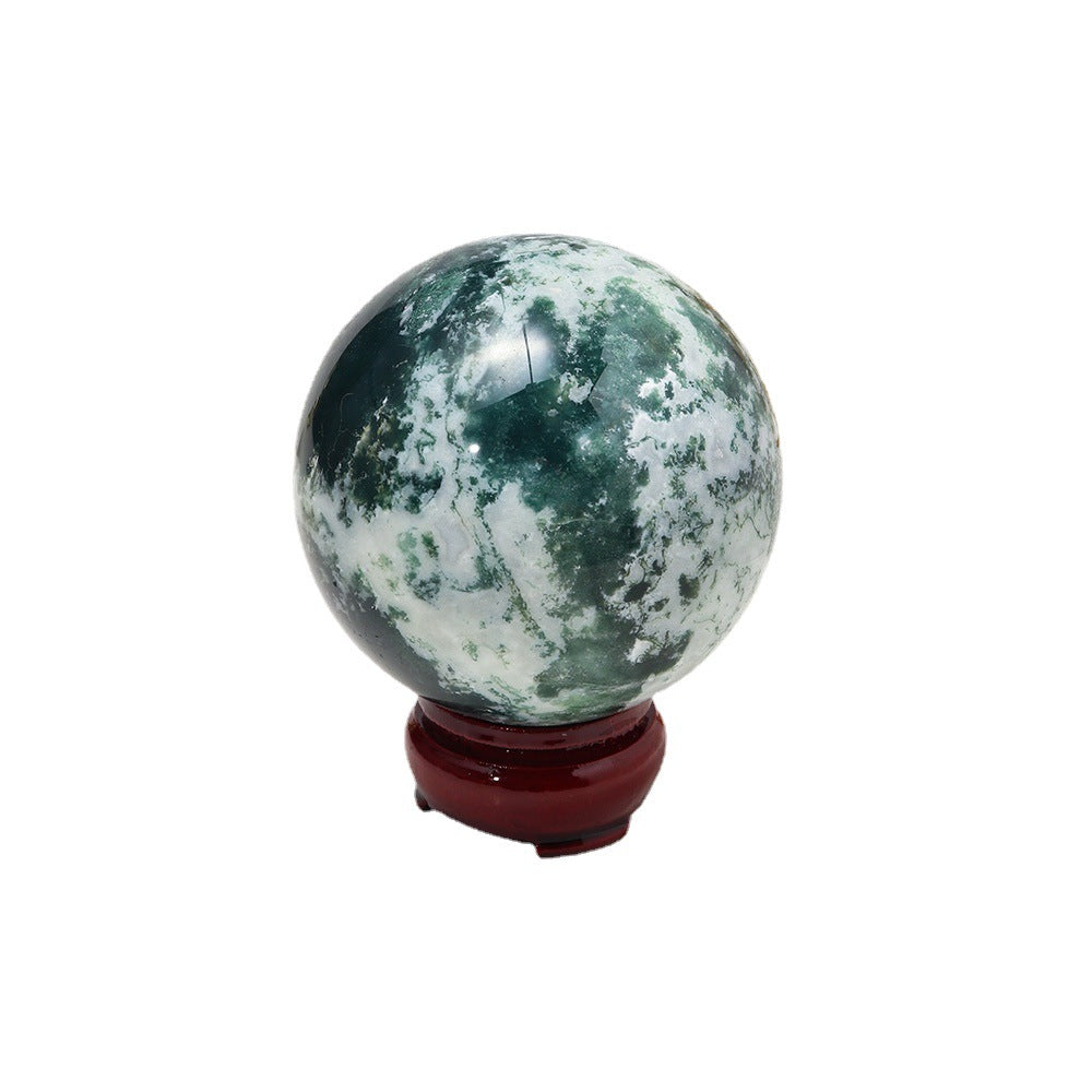 Moss agate sphere-live
