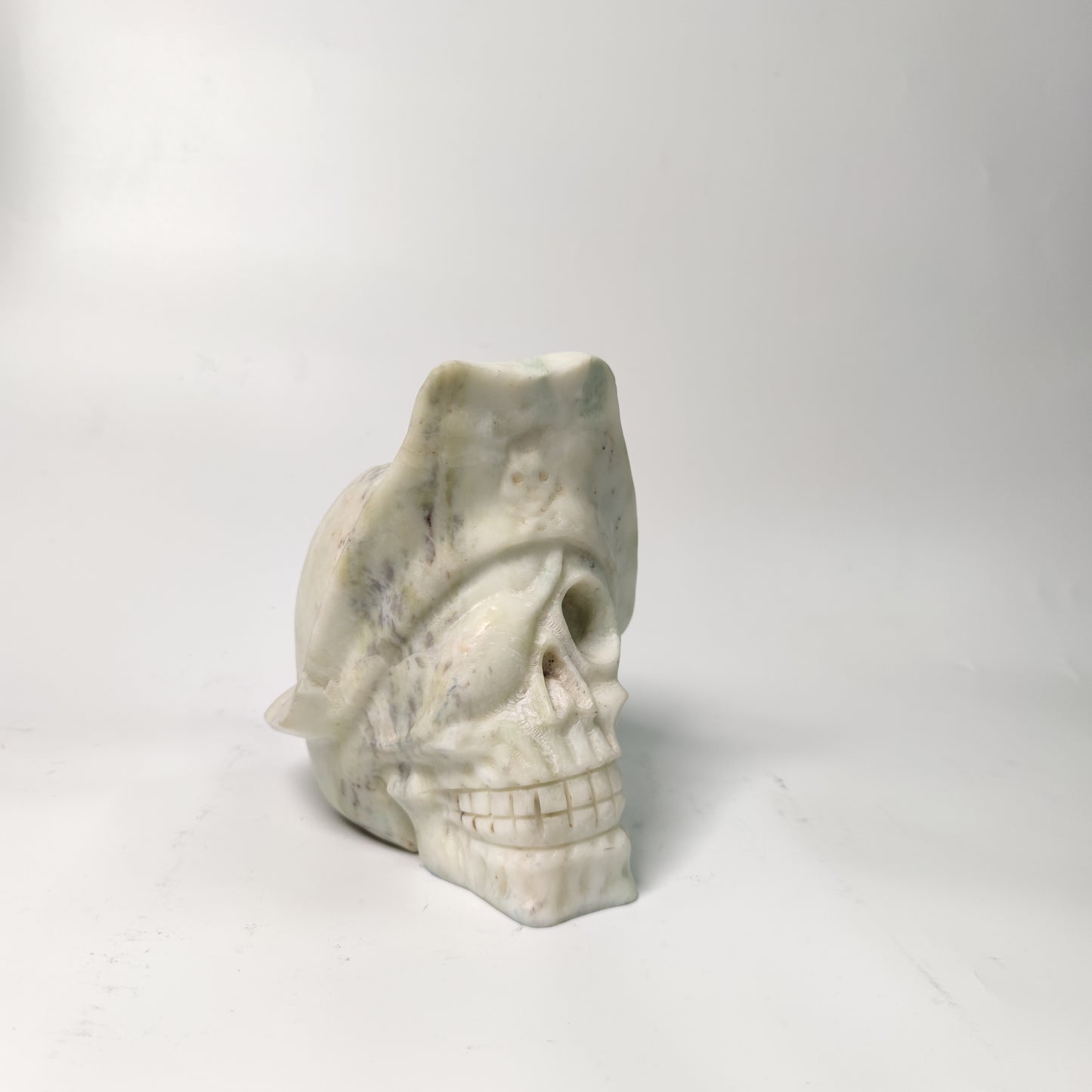 White calcite skull