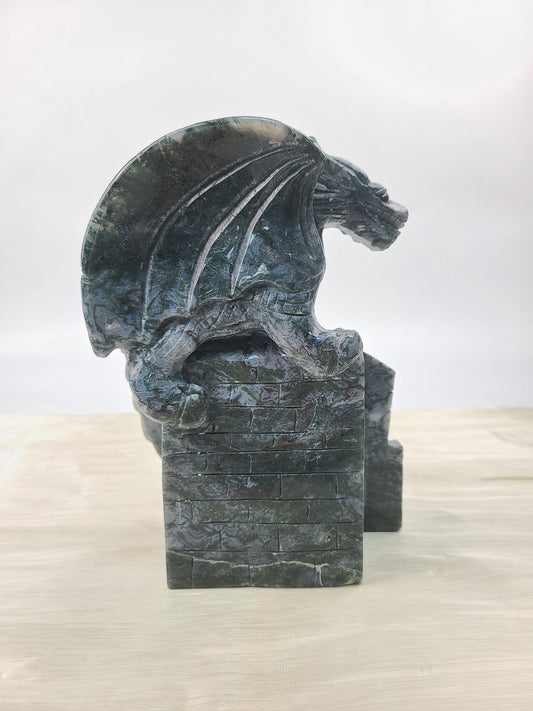 Moss agate castle dragon