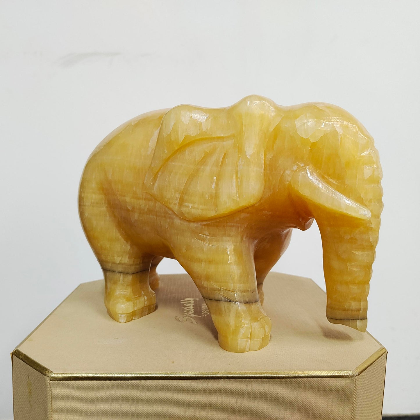 Honey Calcite Elephant