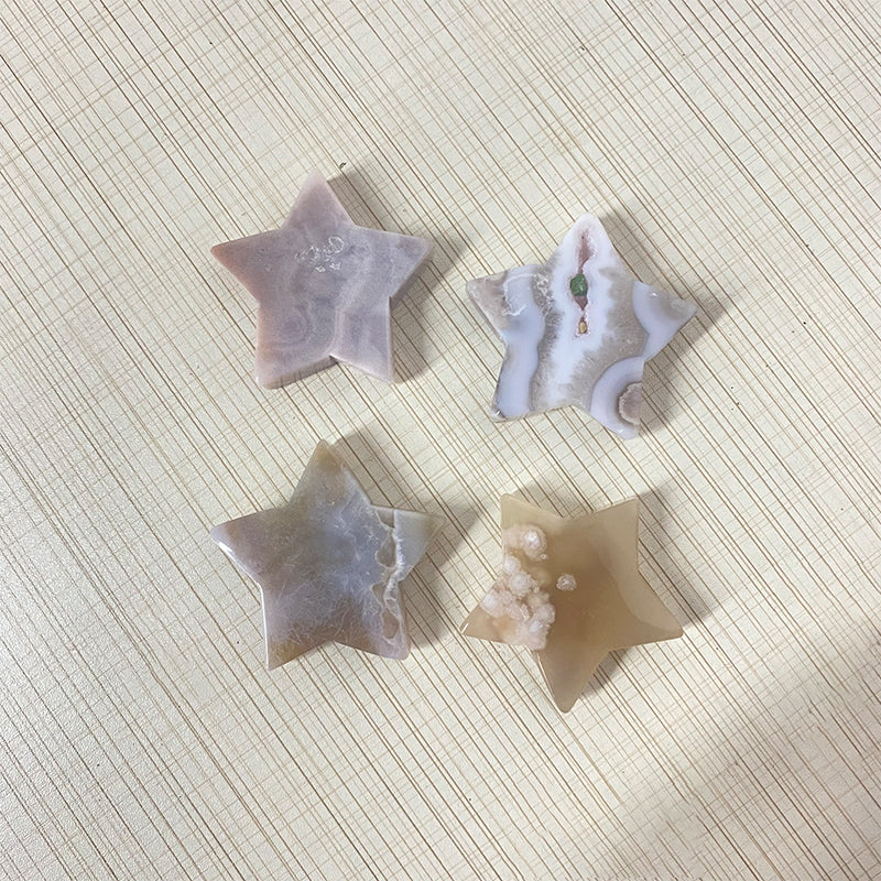 Buy 4 Pieces of Flower Agate Star Get 12 Extra Taking-No.3