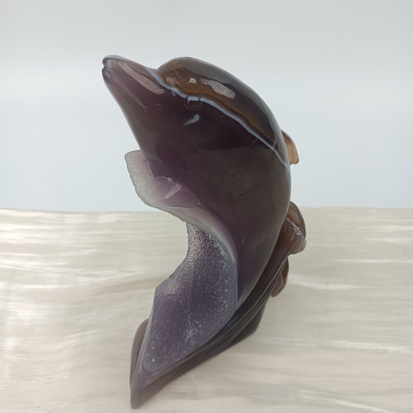Agate dolphin with druzy body